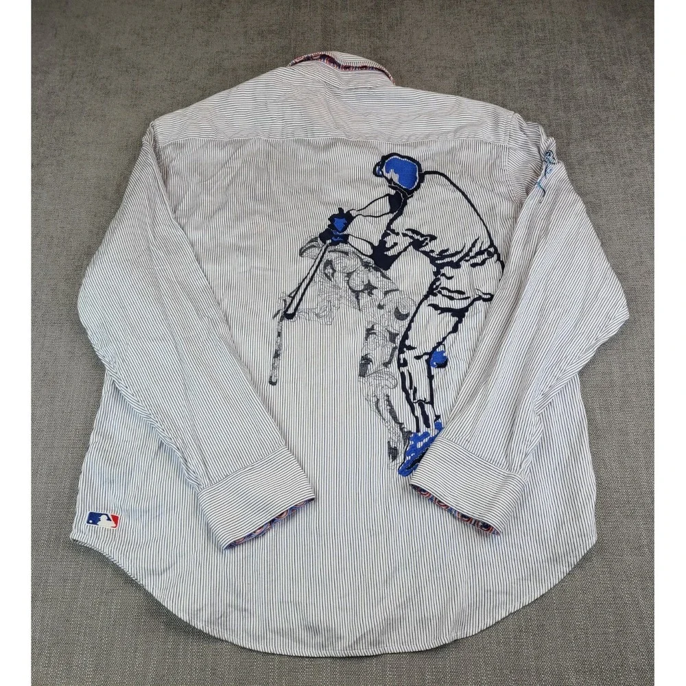 Robert Graham Shirt Mens XXL MLB Chicago Cubs Licensed Baseball Flip Cuff Rare